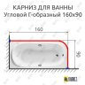 Карниз для ванной Угловой Г образный 160х90 Усиленный 25 мм MrKARNIZ фото 2